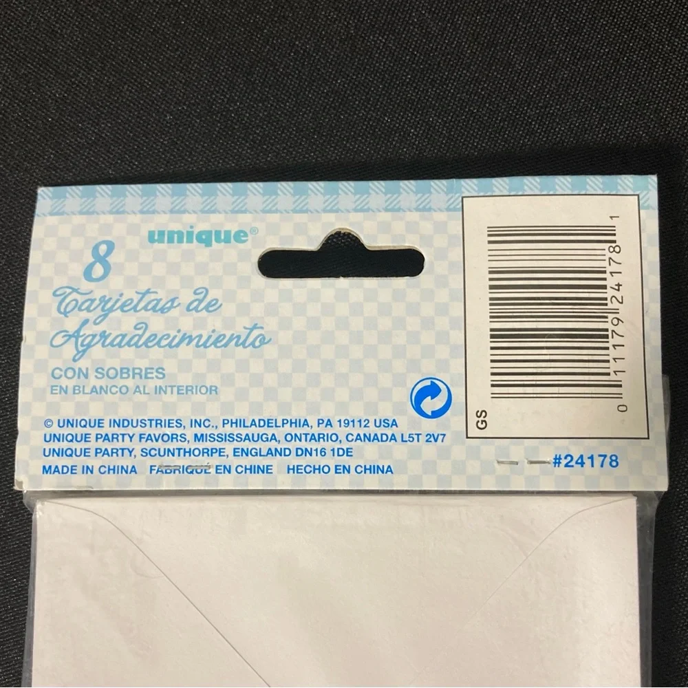 ⭐️ Unique Industries Blue Baby Shower Thank You Cards And Envelopes Set of 8